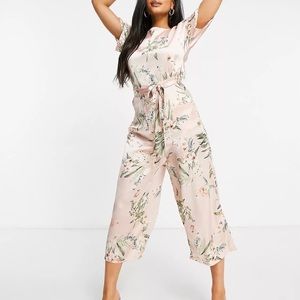 NWT ASOS AX Paris Bridesmaid tie waist jumpsuit in pink floral